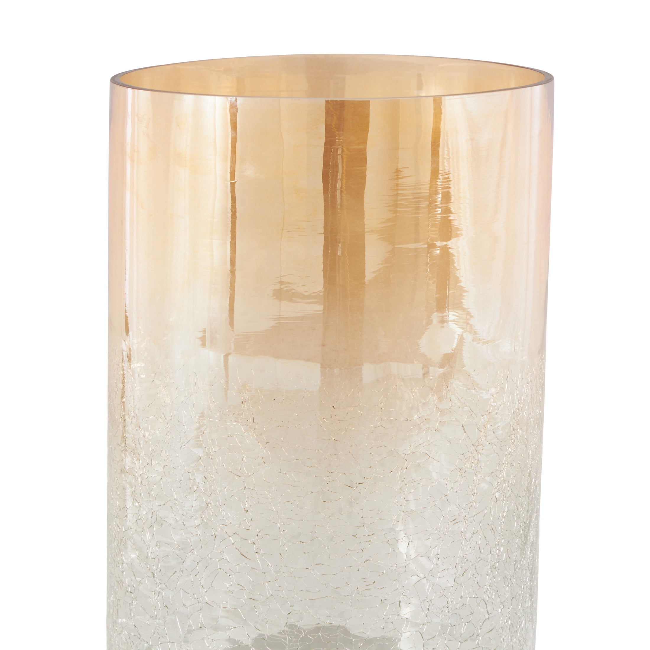 DecMode Gold Glass Handmade Turned Style Pillar Hurricane Lamp with Faux Mercury Glass Finish