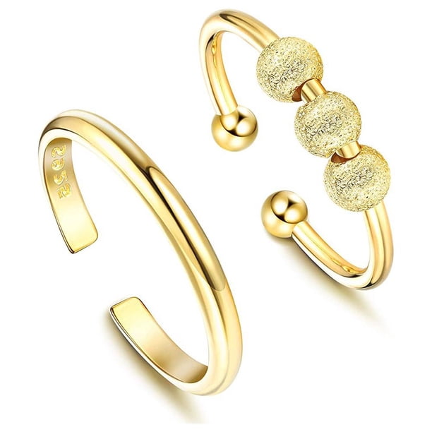 Anillos Giratorios Ajustables Abiertos Fidget Para Mujeres Y Hombres, Anillo Portátil Antiestrés Para La Ansiedad, Anillos De Moda Para Mujer 2 Uds Scienceny AP006162-01