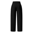 thumbnail image 4 of Baqcunre Wide Leg Pants For Women High Waist Wide Leg Prints Pants For Women Smocked Elastic Waist Loose Comfy Split Pants Pockets Womens Sweatpants Womens Pants Black L, 4 of 4