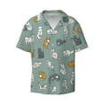 thumbnail image 5 of PAYOHTO Cute Cats Mens Hawaiian Casual Short-sleeved Shirt Tropical Summer Beach Button Down Shirts, 5 of 7