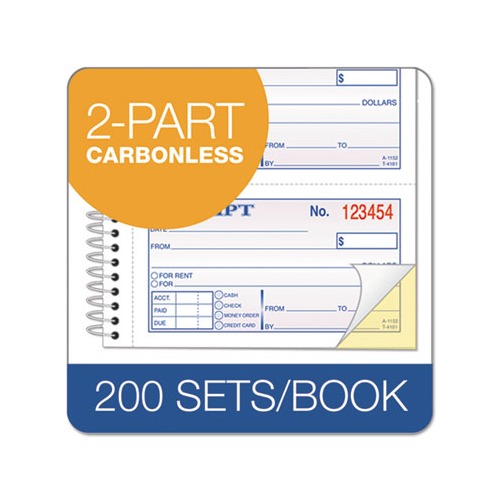 Adams Carbonless 2 Part Spiral MoneyRent Receipt Book 11 x 5 14 Adams Carbonless 2 Part Spiral MoneyRent Receipt Book 11 x 5 14