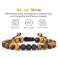 thumbnail image 4 of Turandoss 8mm Beaded Tigers Eye Bracelets Set for Men Boys Natural Lava Rock Stone Chakra Essential Oil Cool Jewelry Birthday Stress Relief Gifts for Men Teen Boys, 4 of 8