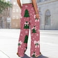 thumbnail image 4 of Ladies' Loose And Casual Christmas Printed Wide Leg Pants With Elastic Waistband Drawstring And Pocket Pants, Comfortable Home and Sleepwear Bottoms for Winter, Hot Pink, XL, 4 of 6