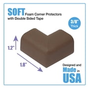 KidKusion Foam Rubber Corner Guards, Sharp Corners, Table, Desk, 4.0 CT, Brown, Toddler