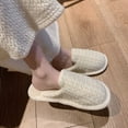 thumbnail image 2 of Penkiiy Warm Slippers for Women Winter Indoor Warm Home Floor Plush Shoes Retro Plaid Fashion Home Warm Plush White Soft Bottom Cotton Slippers White Slippers, 2 of 7