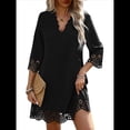 thumbnail image 2 of Vestido Camisero Informal de Verano para Mujer, con Mangas 3/4, Holgado y Holgado Negro XL, 2 of 10