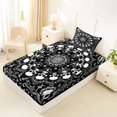 thumbnail image 4 of Castle Fairy Boho Gothic Skull Twin Sheets 3pcs,Traditional Floral Bedding,Black Ivory,1 Fitted Sheet,1 Flat Sheet and 1 Pillowcase, 4 of 6
