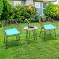 thumbnail image 2 of Patiojoy 3PCS Patio Rattan Furniture Set with Round Tempered Glass Top Table & 2 Rattan Armchairs Turquoise Cushions, 2 of 9