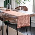 thumbnail image 3 of shiyou-Macrame Table Runner Pure Pink Boho Table Runners with Tassels Hand Woven Cotton Table Runner Rustic Farmhouse Table Runners for Bohemian Kitchen Dining Table(12x71in), 3 of 4