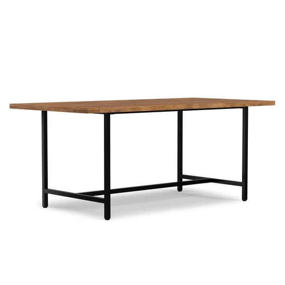 Simpli Home Campbell 72 inch x 36 inch Rectangle Modern Industrial Dining Table in Burnt Wax