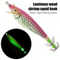 thumbnail image 2 of Cebo de camarón de madera luminosa de 8 cm con señuelos de pesca con anzuelo de calamar (rosa) Tmvgtek pescar, 2 of 9