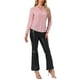 thumbnail image 2 of Camisa de manga larga con cuello alto de estrellas metálicas para mujer Allegra K XL rosa claro, 2 of 5