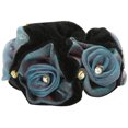 thumbnail image 3 of Caravan Black Velvet And Voile Fabric Rose Elastic Ponytail Highlighted With 10 Rhinestone Crystals, 3 of 3
