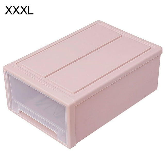 Household Plastic Transparent Stackable Drawer Storage Box Container Organizer