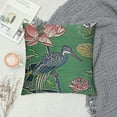 thumbnail image 2 of WERPE Lotus Nymphaea Gardens Throw Pillow Cushion Swan Crane Duck Green Flower Square Sofa Pillow Cover Japanese Chinoiserie Check Pillow for Bedroom Sofa Couch, 2 of 5
