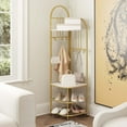 thumbnail image 2 of Costway 4-Tier Coat Rack Corner Hall Tree with Shoe Storage Bench 6 Removable Hooks Bedroom White, 2 of 8