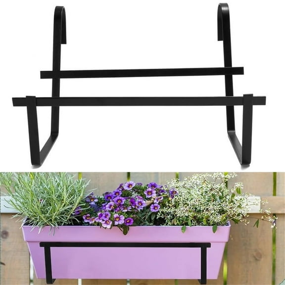 1 Pcs Hanging Railing Planters,Happon 12.6Inch Metal Flower Pot Holder,Black Outdoor Balcony Hanging Baskets,Flower Pot Holder for Indoor Outdoor Balcony Fence Garden