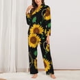 thumbnail image 3 of Kll Flower Print Women'S Long Sleeve Pajamas With Pants Sleepwear Loungewear 2 Set-Xx-Large, 3 of 9