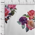 thumbnail image 1 of oneOone Georgette Viscose Fabric Leaves & Rose Watercolor Decor Fabric Printed BTY 42 Inch Wide, 1 of 4