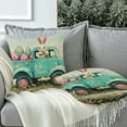 thumbnail image 2 of RKSupls Easter Bunny Truck Hello Peeps Hip Hop Throw Pillow Covers, Decorative Spring Easter Farmhouse Linen Cushion Covers for Couch Bed Car, Bedroom Living Room Home Decor, 2 of 6