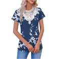 thumbnail image 2 of Odbmxy Short Sleeve Womens Blouses Plus Size Lace Summer Tops Women Floral Camping Vintage Loose Casual Tops, 2 of 5