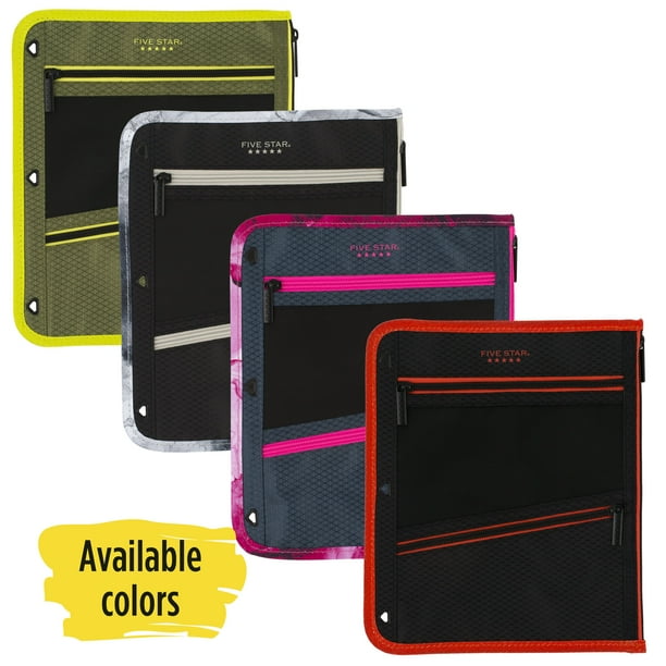 Five Star Flat Zipper Pencil Pouch, 11" x 9", Assorted Colors (50642