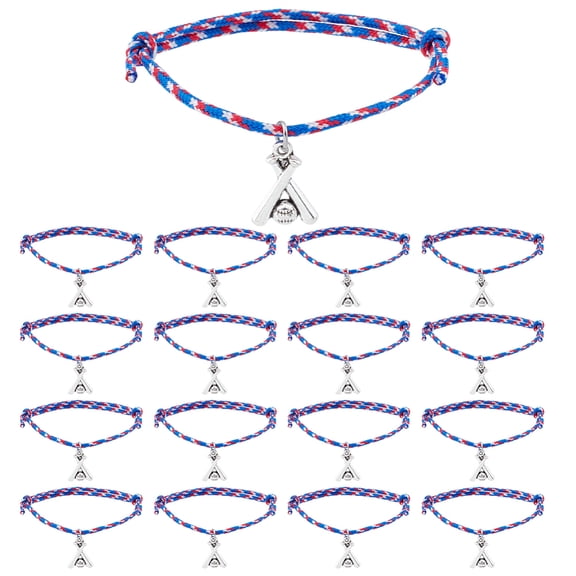24Pcs Baseball Bracelets Gifts Adjustable Woven Wristbands with Baseball Charm Inspirational Sports Theme Party Favors for Players Team Lovers Birthday Holiday Sports Accessories DIY