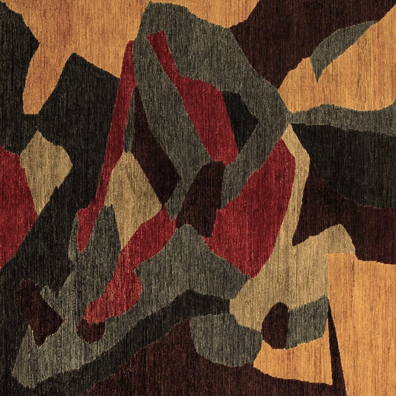 Ahgly Company Indoor Square Oriental Brown Modern Area Rugs, 5' Square