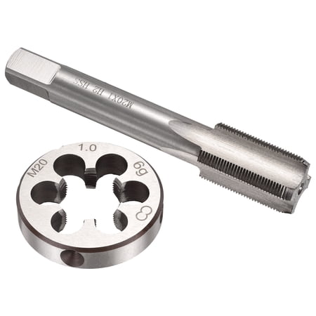 Uxcell 11/16-32UN Tap and Die Set 11/16 x 32 UN M2 HSS Machine Thread Tap and Alloy Steel Round Die Right Hand Threading Tool Set for Cutting Repairing External /Internal Threads