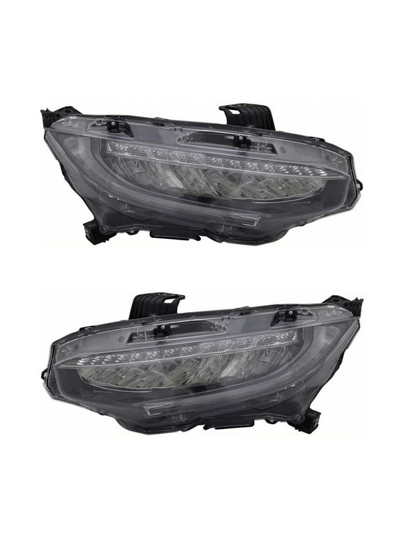 New Pair Of LED Headlights Compatible With Honda Civic Type R Hatchback 4 Door 2.0L 2017 2018 2019 2020 2021 By Part Number 33100-Tba-A11 33150-Tba-A11