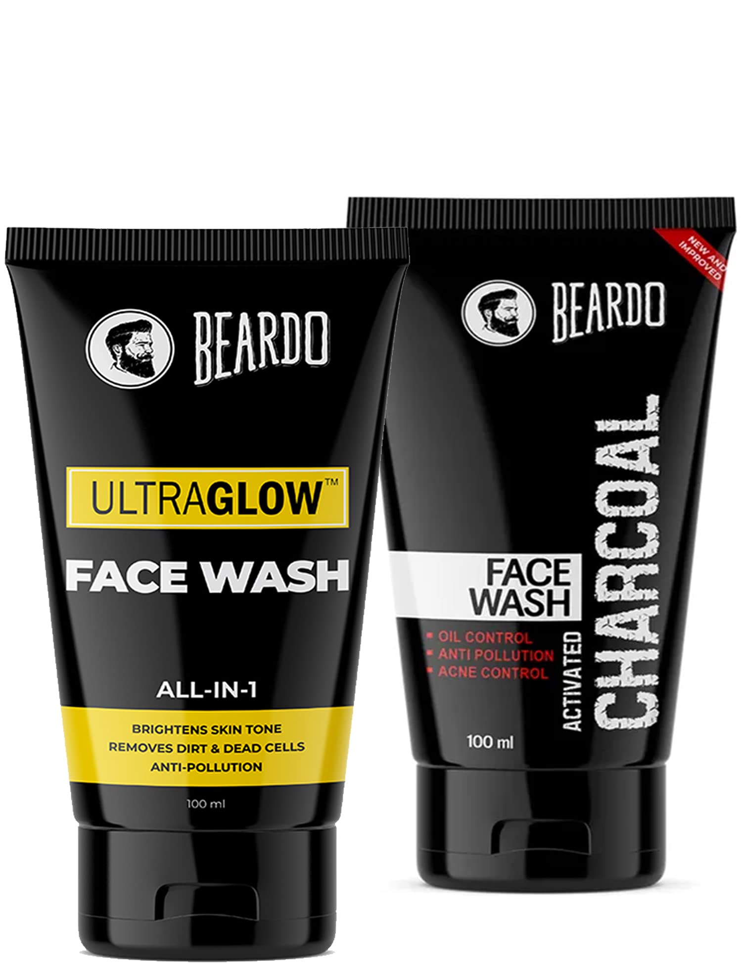 Beardo Charcoal and UltraGlow face wash for all skin type, helps Cleanses, refreshes and