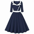 thumbnail image 1 of Birdeem Robes pour Femmes Robe d'Été Unie Mode Loisirs Manches Trois-Quarts Col Rabattu, 1 of 1