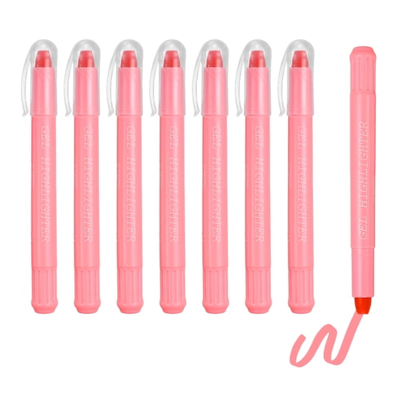 Uxcell 8Pack Gel Highlighters, Highlighters Pens Wax Crayon Neon Clear View Bright Marker Pen Twist Up Gel Stick Cute Pastel for Home Office Study Journaling Supplies, Peach pink