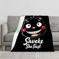 thumbnail image 2 of Durable Soft & Warm Flannel Blanket - Cozy Cat Design with Grinning Black Cat Perfect for Sofa Travel Bed and Chair, 2 of 7