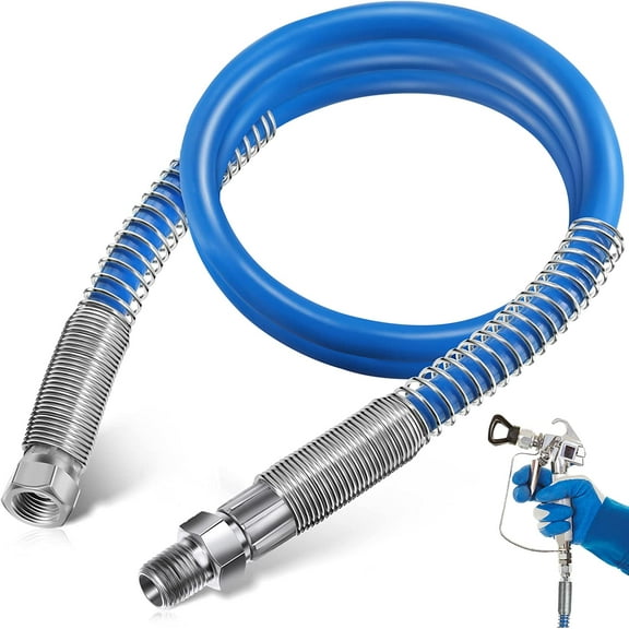 Airless Paint Spray Extension Hose Compatible with Graco 247338 and Wagner Magnum, 4 ft 3/16 Inch ID High Pressure Whip Hose, 3000 PSI Flexible Wall Painting Tube