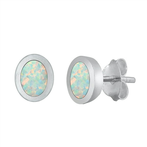 Sterling Silver Oval Traditional Earrings White Simulated Opal Jewelry Female Unisex