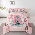 thumbnail image 3 of Homewish Pink Monogrammed R Queen Comforter Set for Teens, Merry Christmas Bedding Sets, Kawaii Xmas Tree Nutcracker Reversible Bedding Comforter Set, Super Cozy Room Decor, 3pcs, 3 of 8