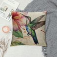 thumbnail image 2 of Creowell  Watercolor Hummingbird Lumbar Throw Pillow Cover,  Summer Flowers Cushion Case Decoration for Sofa Couch, 2 of 5