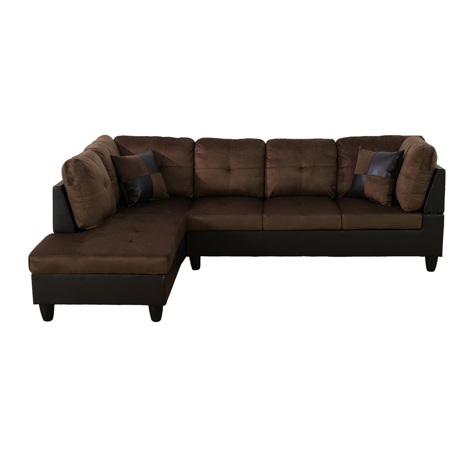 Hommoo L Shaped Couches and Sofas, Lint and PVC Living Room Furniture Sets, Modern Sectional Sofa for Home&Office, Brown(No Ottomans)