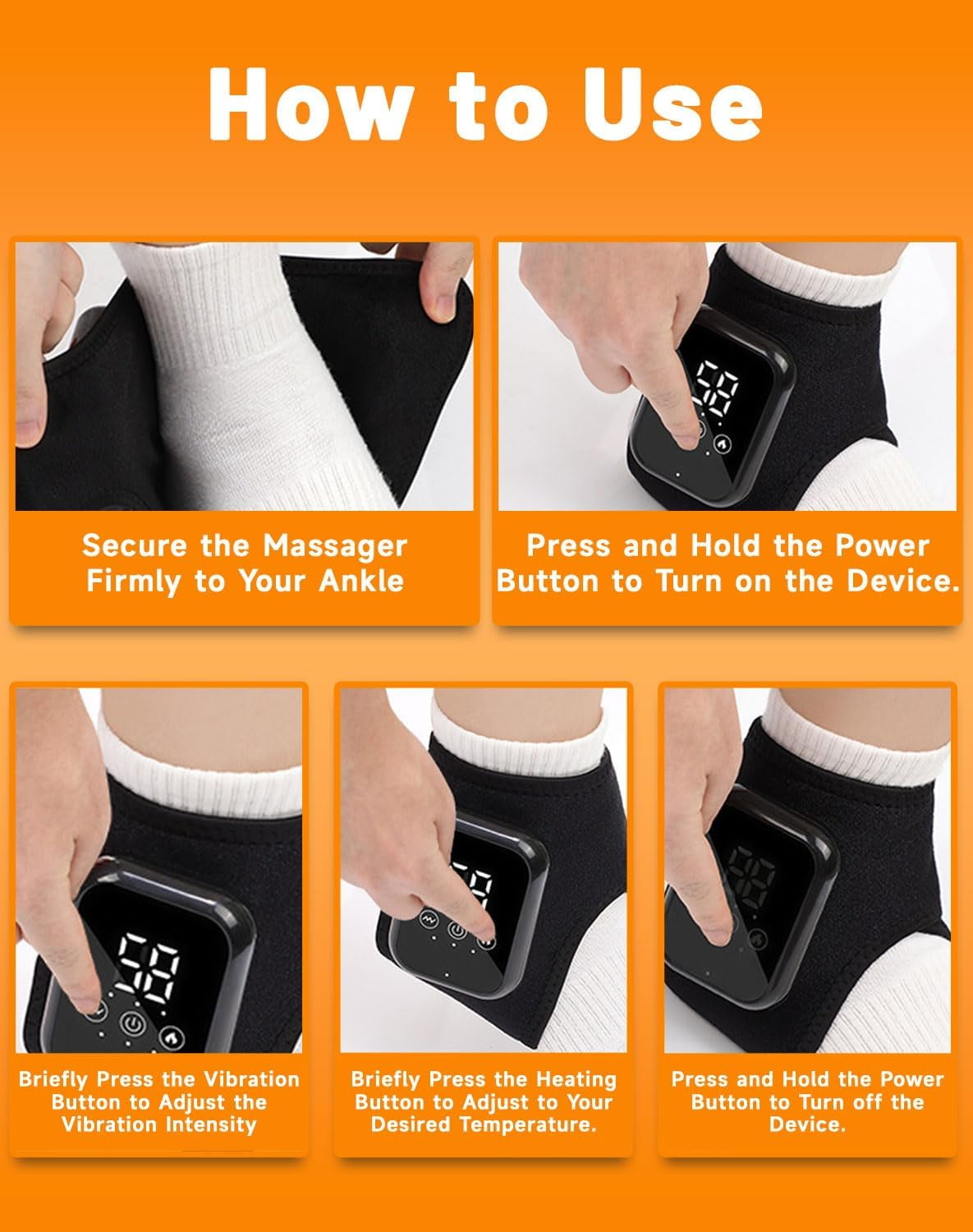 Massager, 2026 Foot Relief Massager, Portable Feet Relieve Machine, Compression/Heating/Massage Functions, 3 Massage Modes, 3 Heat Level, Rechargeable, Just 15 Minutes a Day (2PCS)