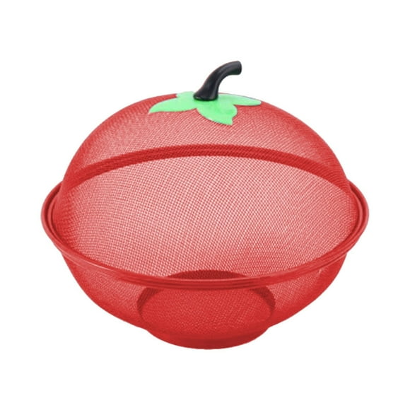 Clearance! Mesh Apple Shaped Fruit Basket with Lid Fruit Bowl Cover Protective Fruit Holder Countertop Metal Wire Against Flies Reusable Strainers for Restaurant Kitchen Food Vegetable