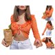 thumbnail image 1 of SAYOO blusa delgada de manga larga con volantes y empalme con lazo frontal para mujer SAYOO Sexy, 1 of 10