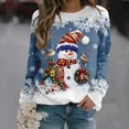 thumbnail image 1 of Sudadera de manga larga para mujer Color mezclado Navidad Regular Invierno Blanco y Azul Azuro Blanco/Negro Sudadera roja degradada, 1 of 4