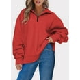 thumbnail image 3 of Eytino Womens Sweatshirts Half Zip Pullover Sweatshirts Fleece Quarter Zipper Solid Color Drop Shoulder Fleece Workout Pullover Oversized Long Sleeve Sweatshirt L Red, 3 of 3