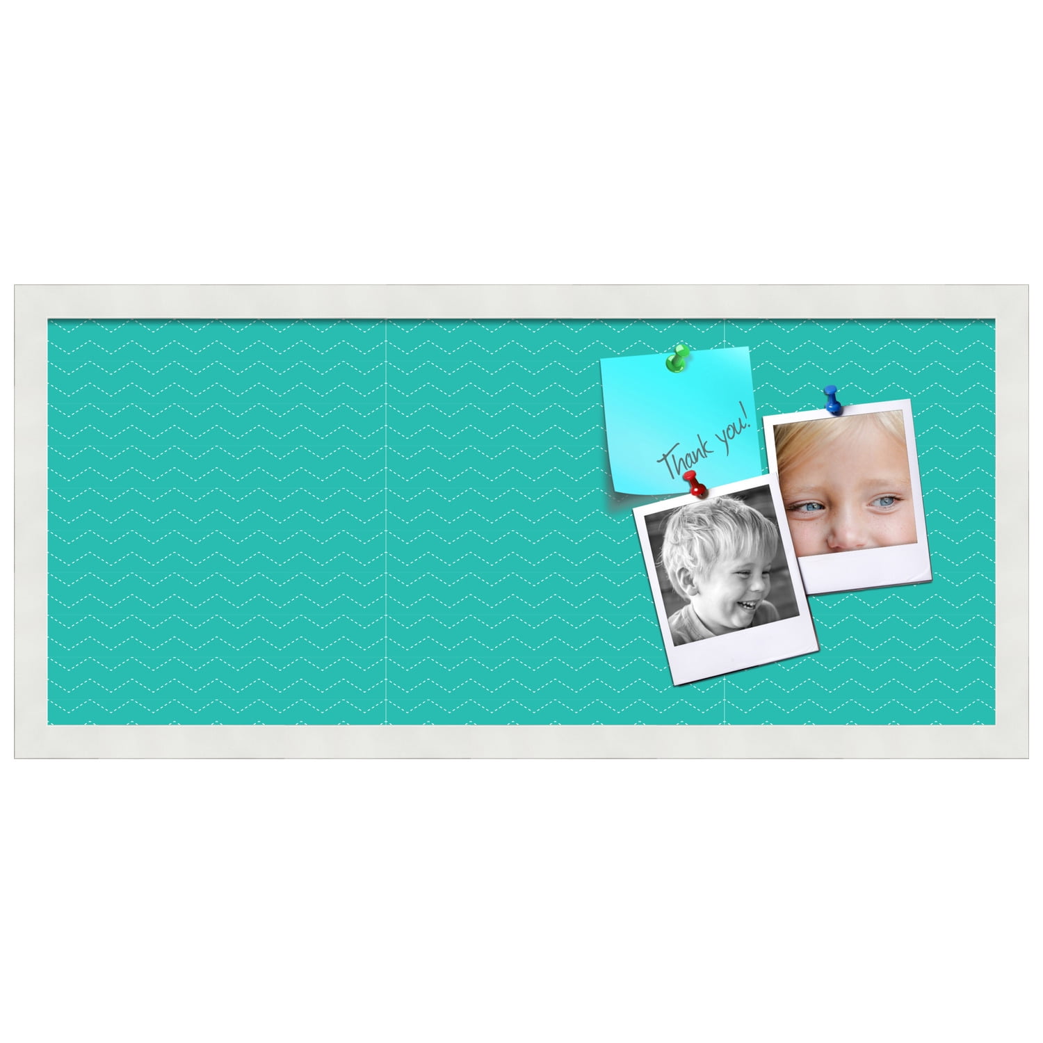 PinPix ArtToFrames 26x10 Custom Cork Bulletin Board    Poster Board Has a Fabric Style Canvas Finish, Framed in Satin White Frame (PinPix-650)