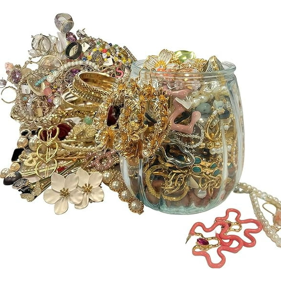 Mystery Jewelry Jar - 25.4fl Oz Surprise Jewelry Box for Women, Mystery Jar Gift Set Including Necklace/Earrings/Rings/Bracelet/Keychain/Hair Clip - Unique festival gifts (w)