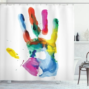 Ambesonne Watercolor Shower Curtain, Colored Human Hand, 69"Wx84"L, Multicolor