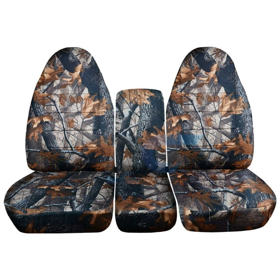 Fits 1993-1998 Ford F-150 Camo Seat Covers 40/20/40 Bench Console Cover:Gray Real Tree