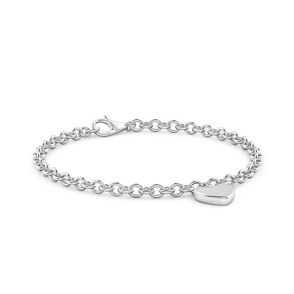 ANGARA Natural Heart Charm Stackable Bracelet in 14K White Gold for Women | Birthday, Anniversary, Jewelry Gift for Women
