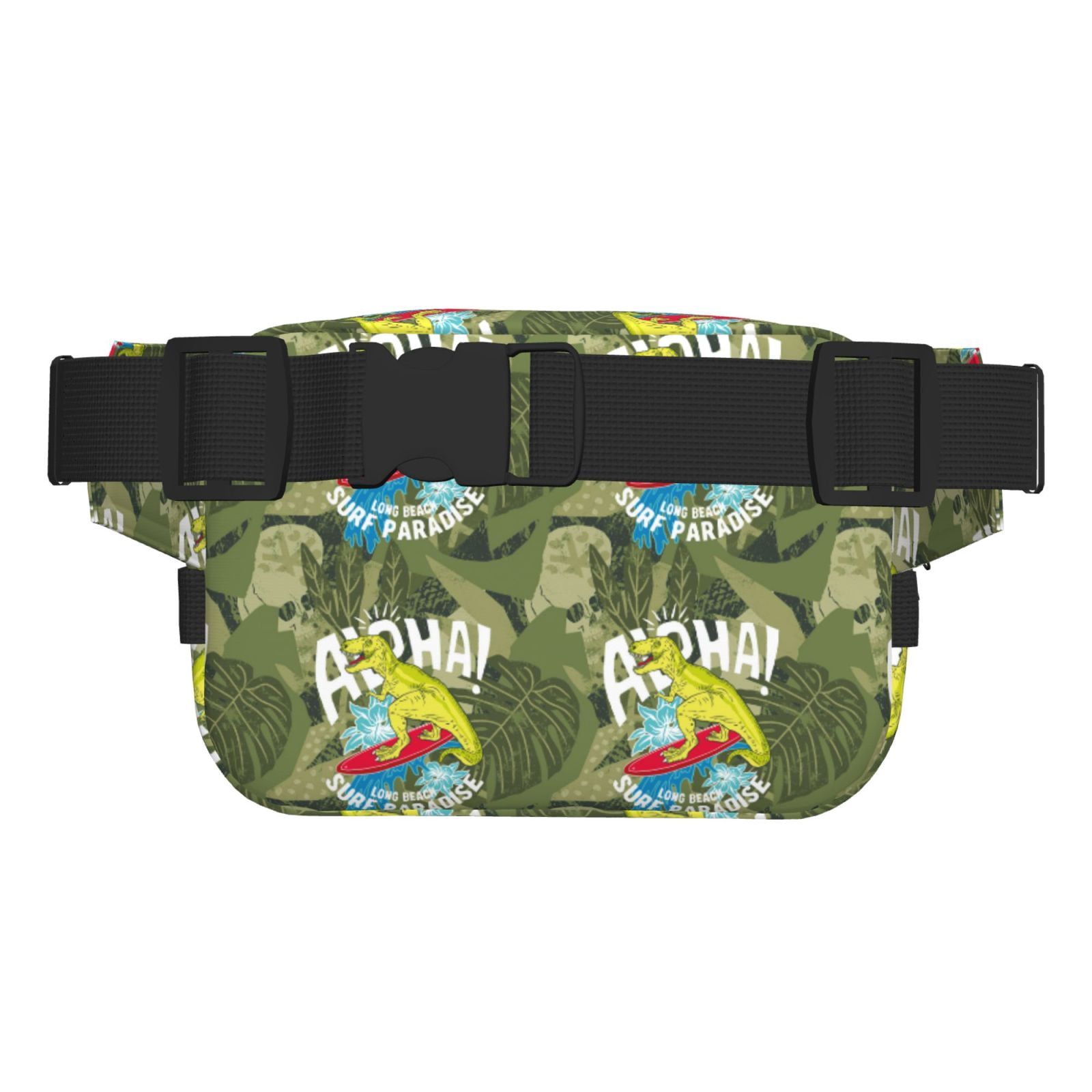 Picia Surfing Dinosaur Print Square Double-Layer Waist Bag Mini Adjustable Waist Belt Bag Exercise Running Travel Hiking